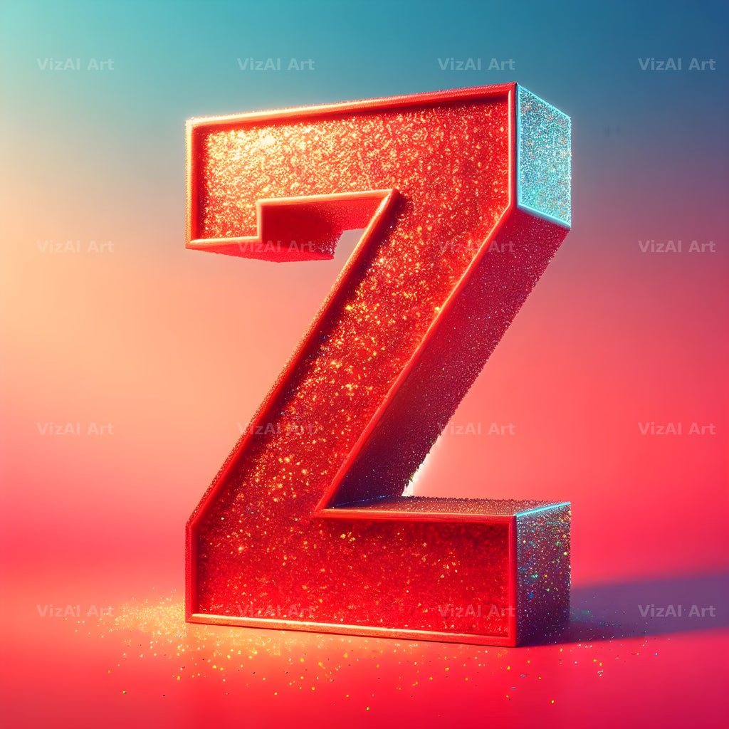 Red Glitter alphabet letter Z
