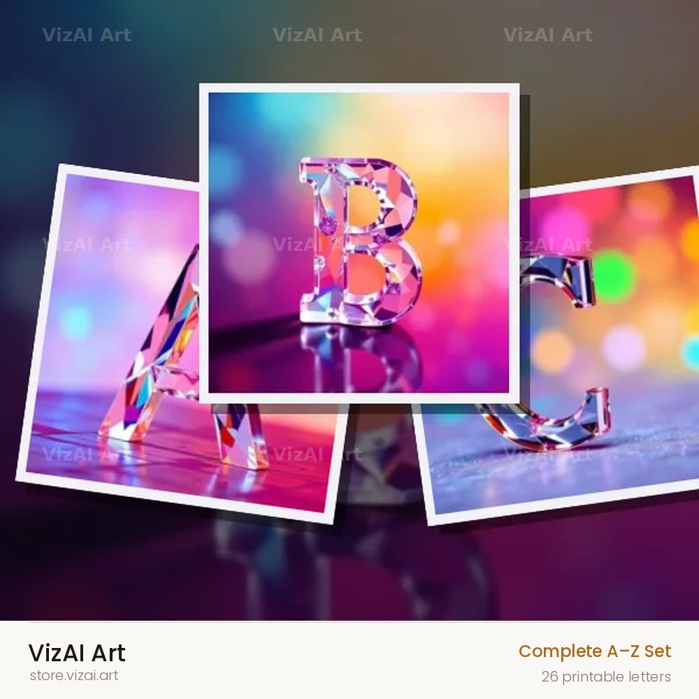 Rainbow Glass Reflection alphabet — choose an individual printable letter