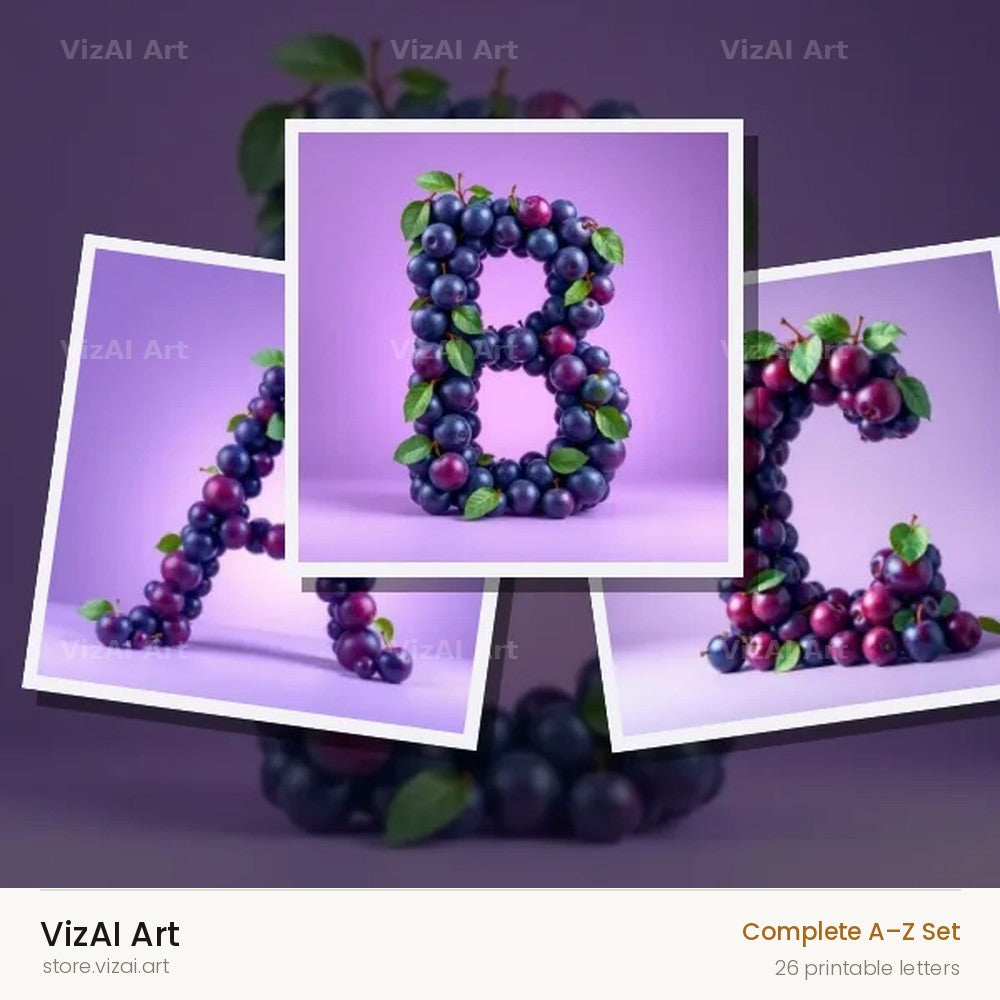 Ripe Plum alphabet — choose an individual printable letter