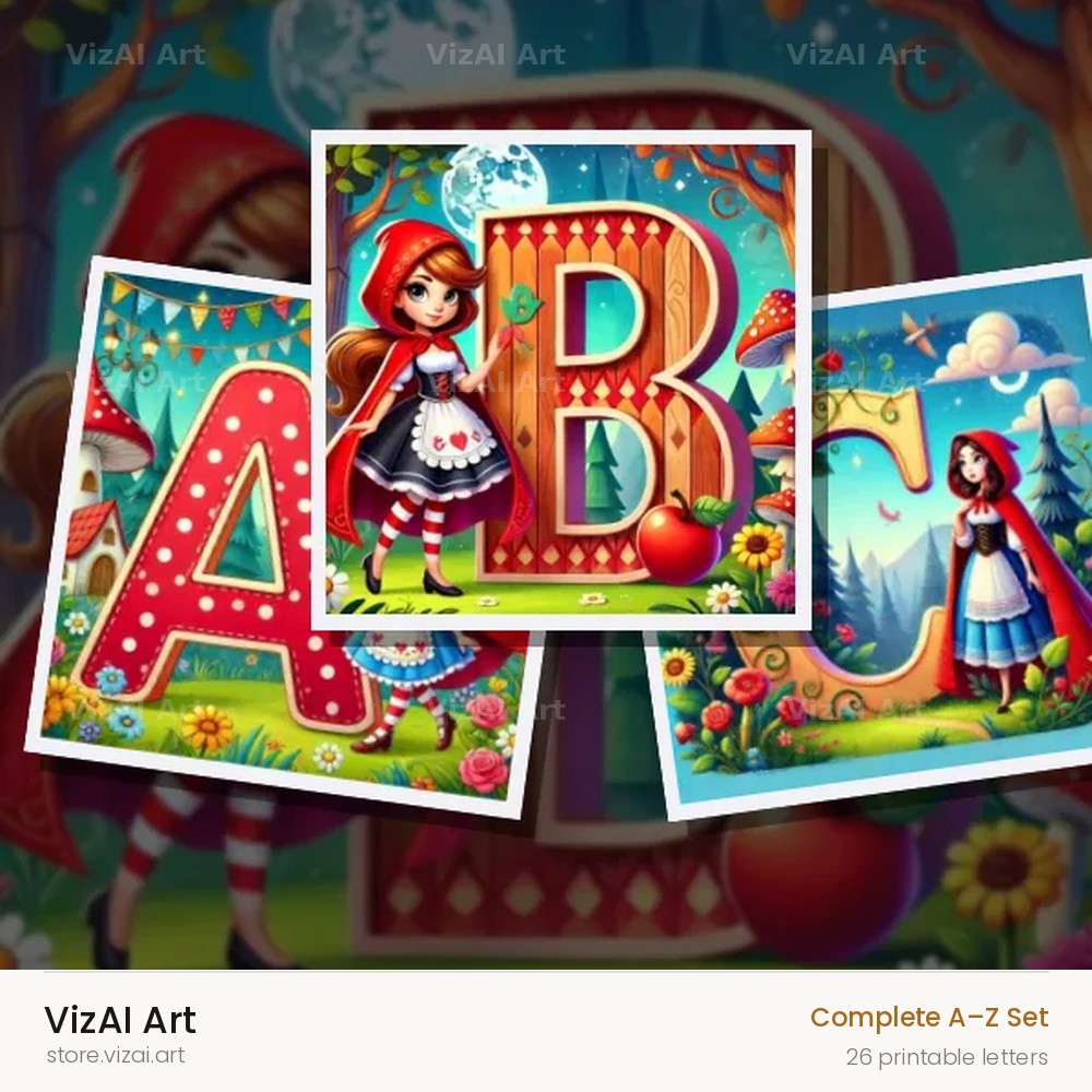 Red Riding Hood Storybook alphabet — choose an individual printable letter