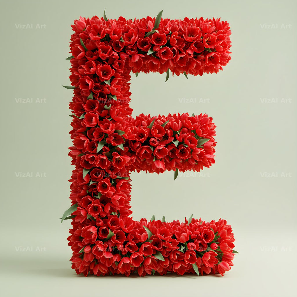 Red Tulip alphabet letter E