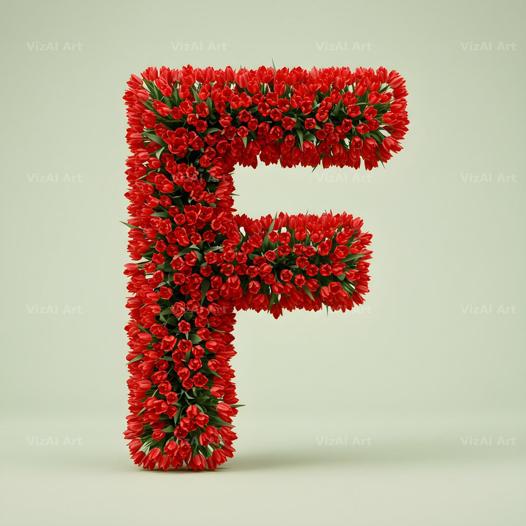 Red Tulip alphabet letter F