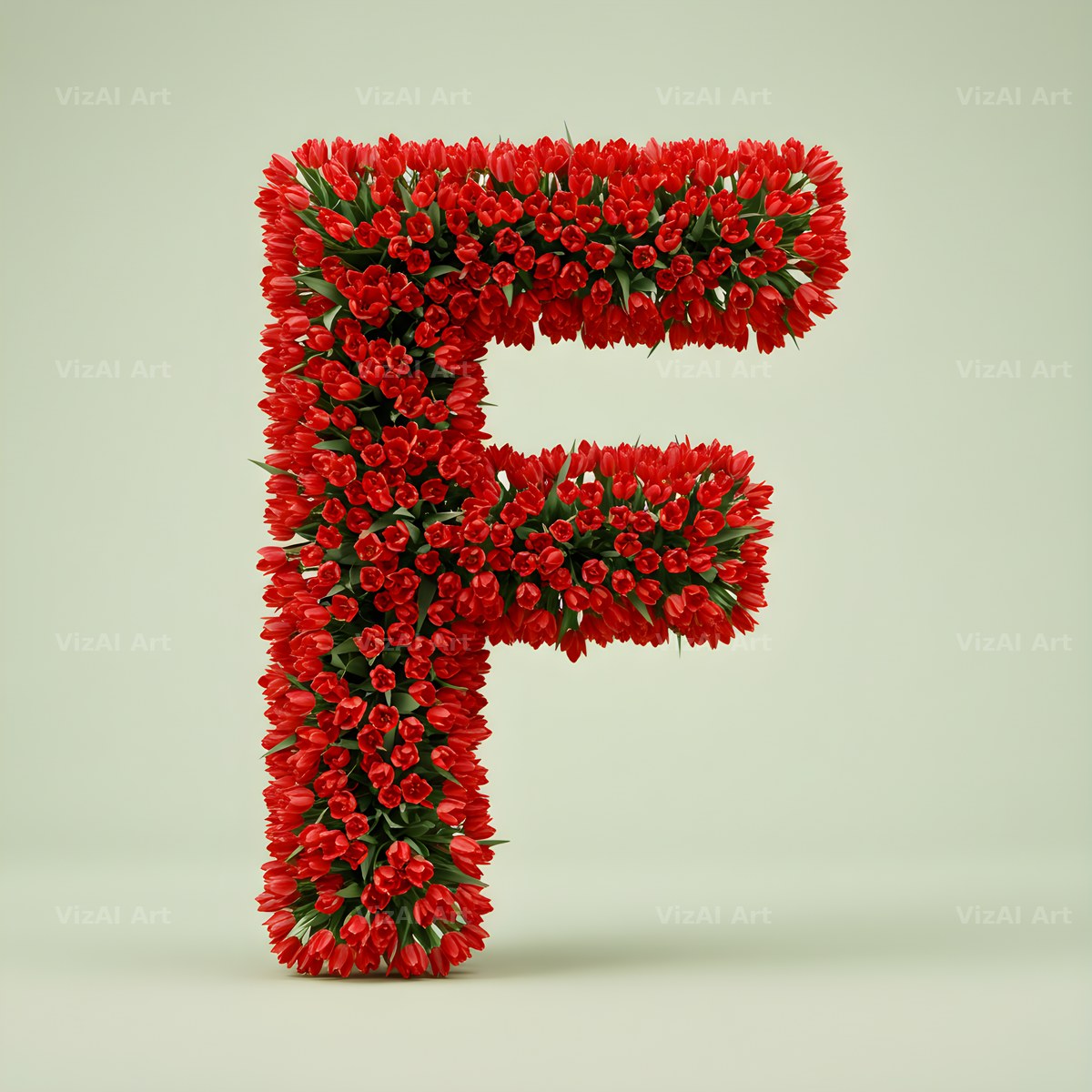 Red Tulip alphabet letter F