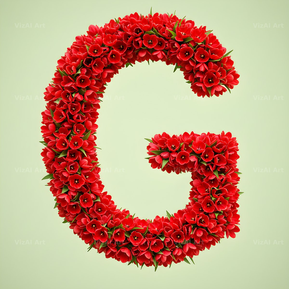 Red Tulip alphabet letter G