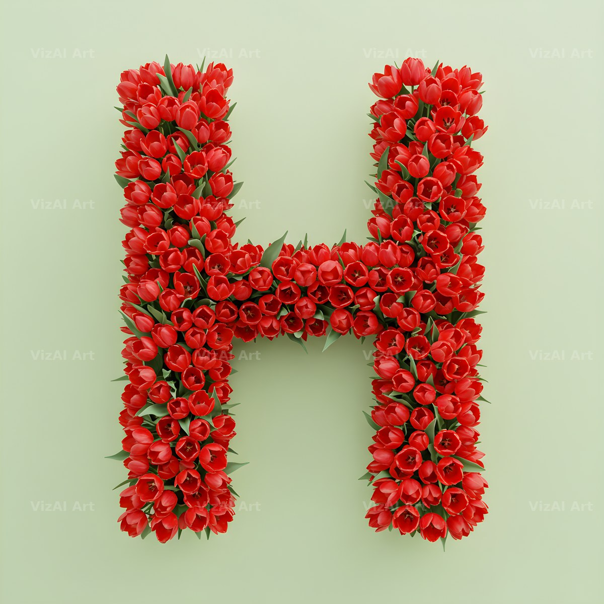 Red Tulip alphabet letter H