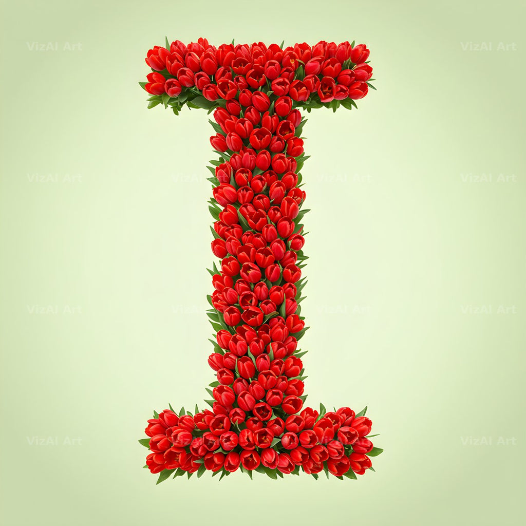 Red Tulip alphabet letter I