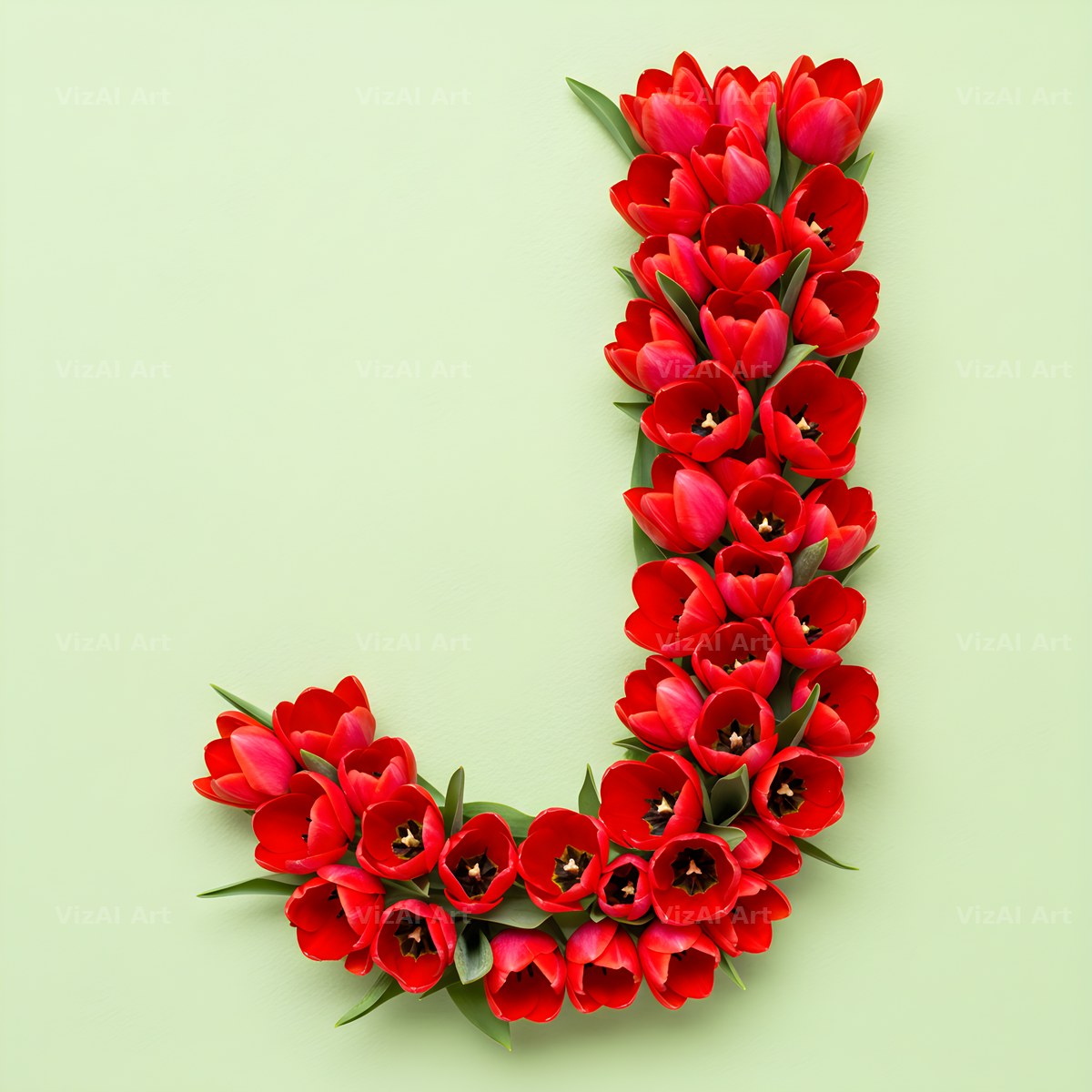 Red Tulip alphabet letter J