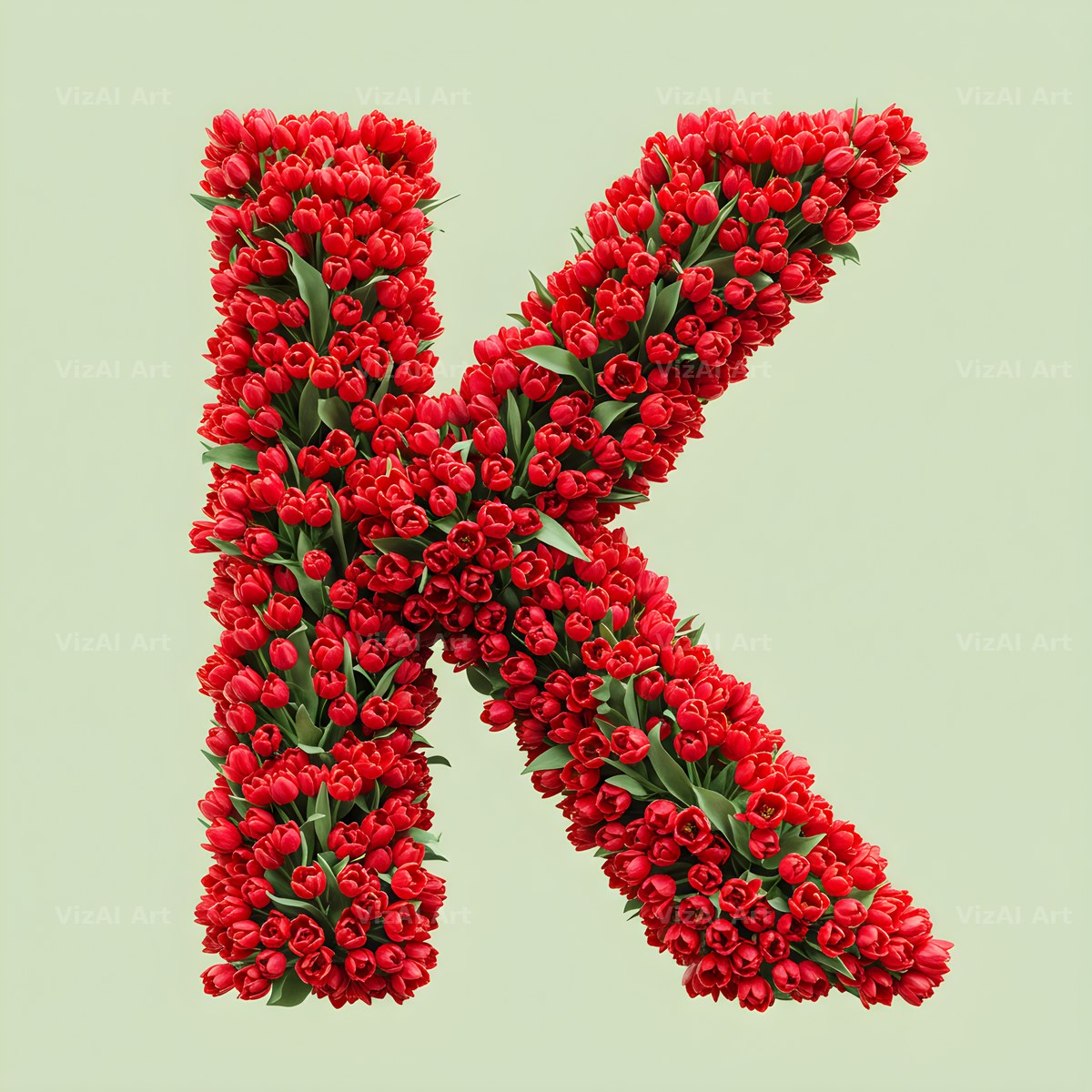 Red Tulip alphabet letter K