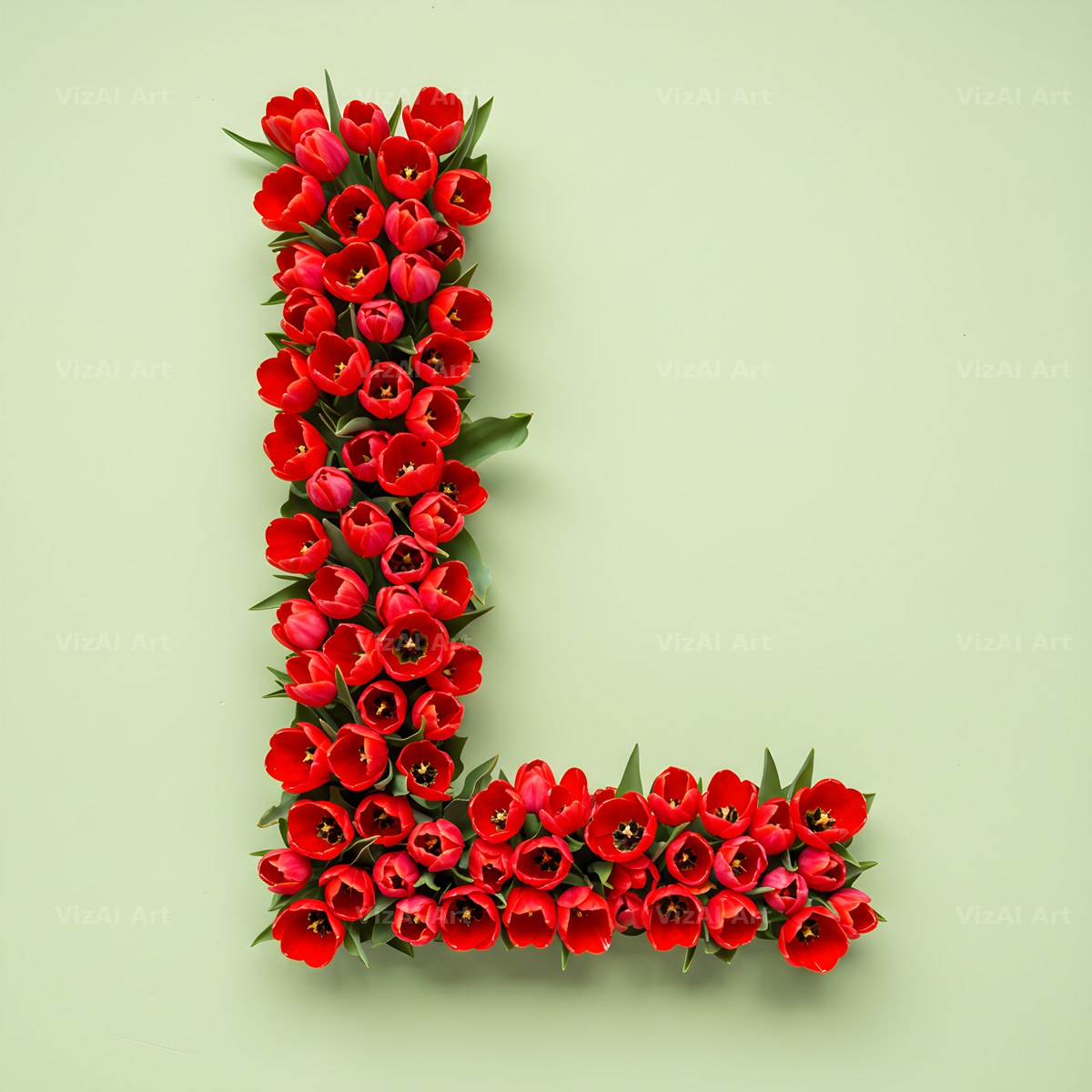 Red Tulip alphabet letter L