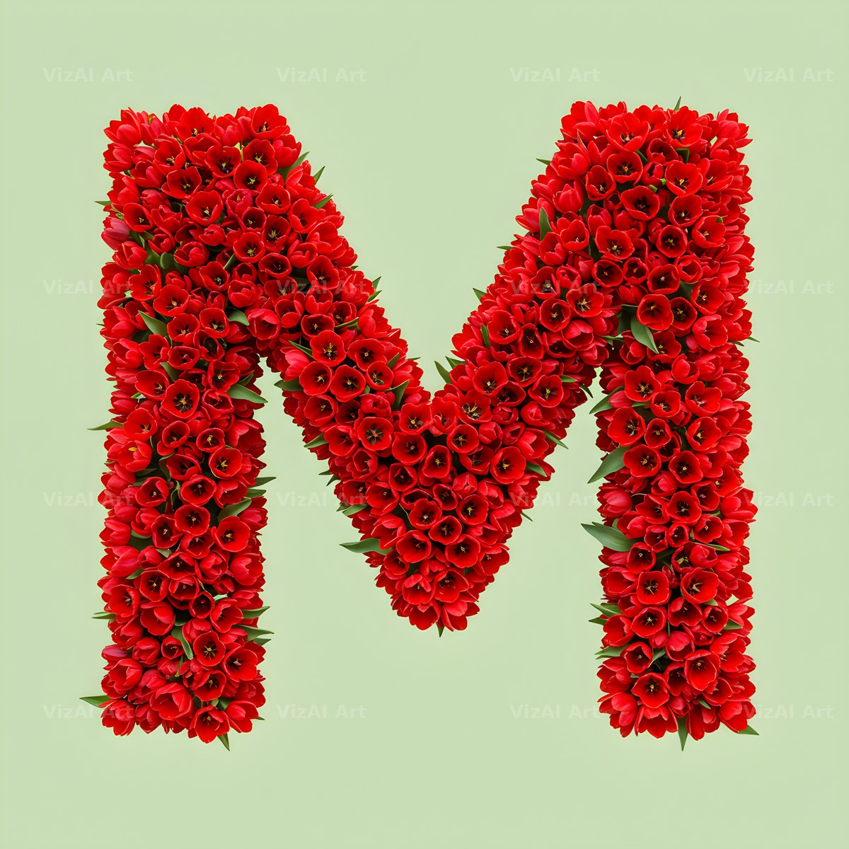 Red Tulip alphabet letter M