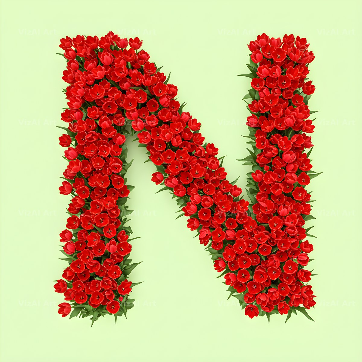 Red Tulip alphabet letter N