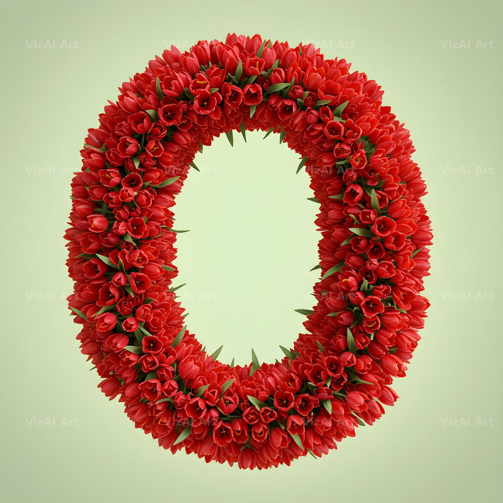 Red Tulip alphabet letter O