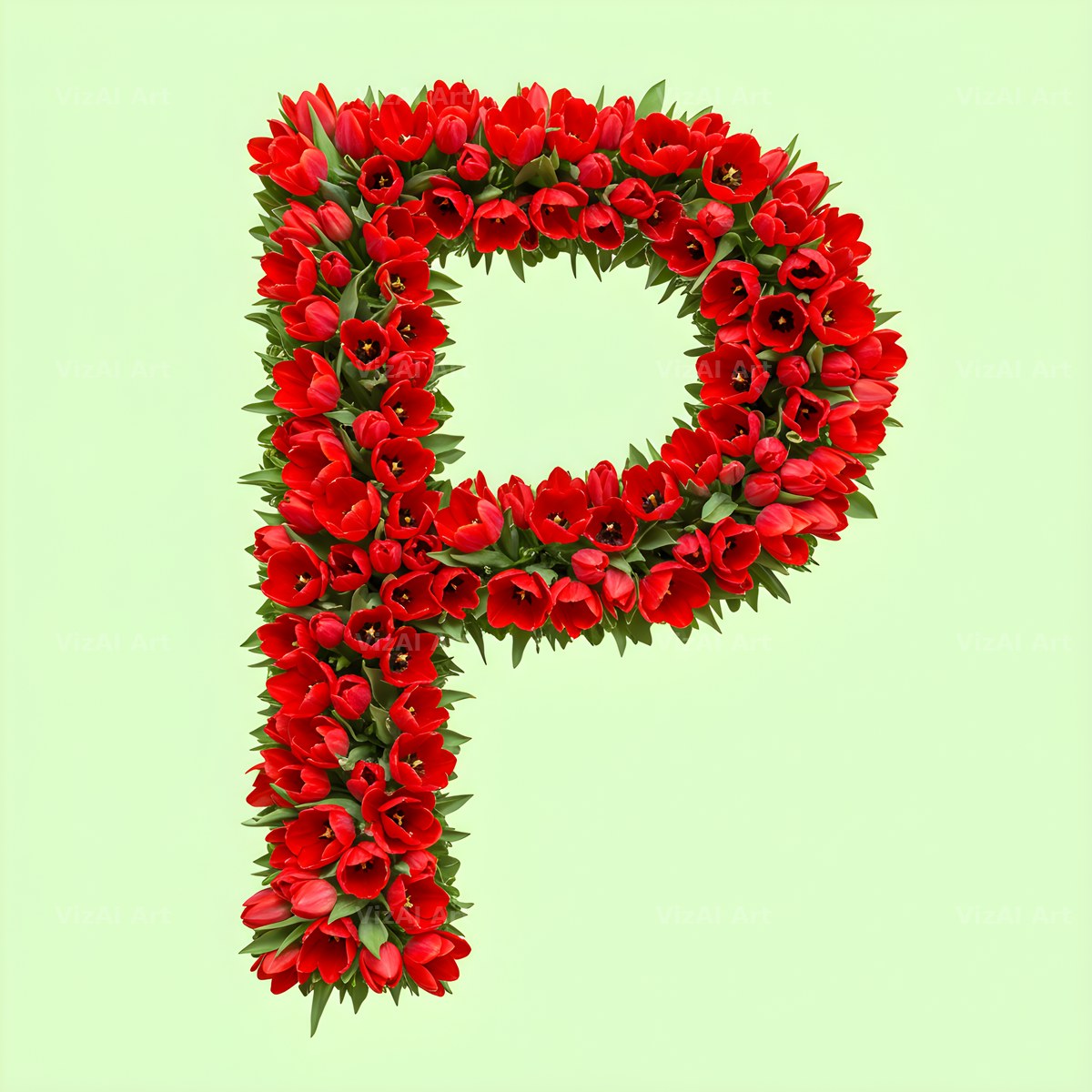 Red Tulip alphabet letter P