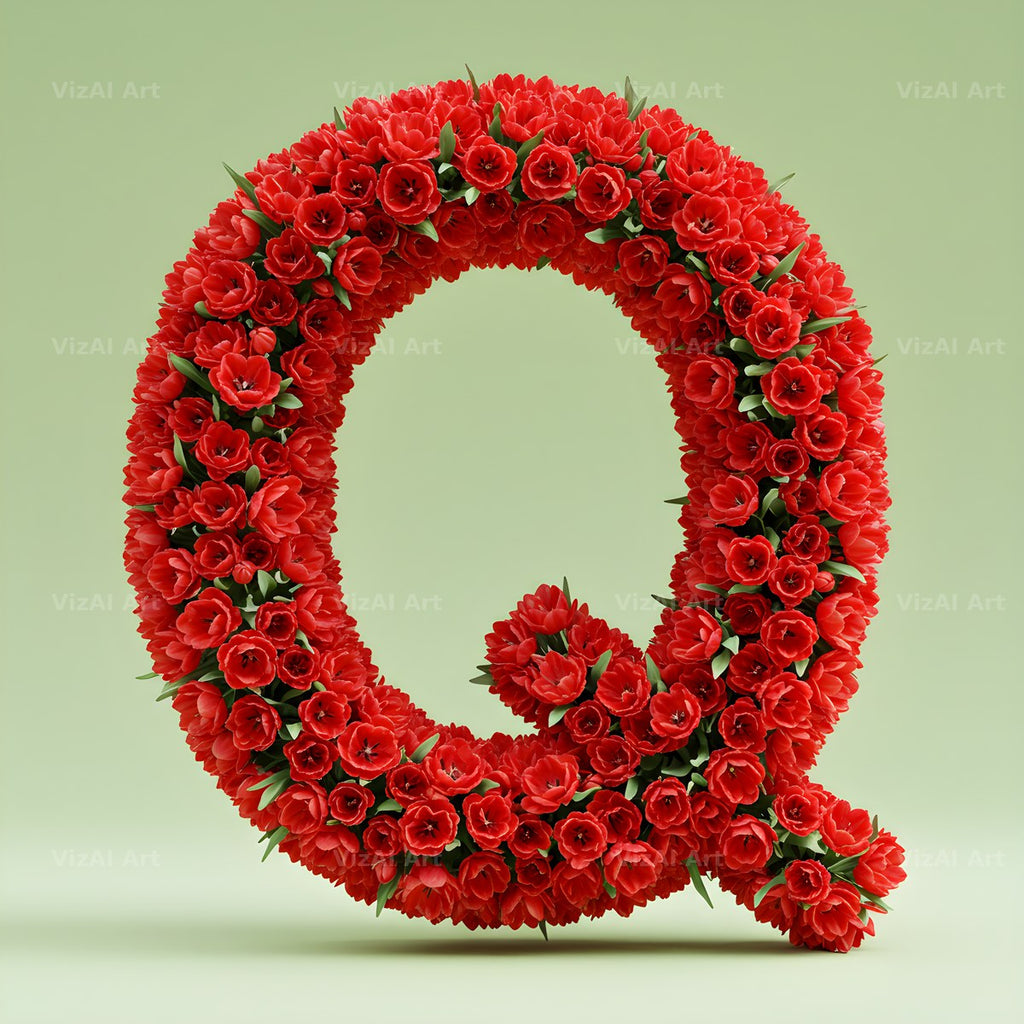 Red Tulip alphabet letter Q
