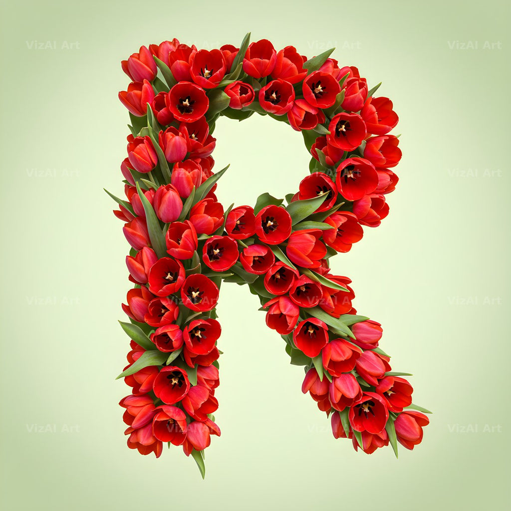 Red Tulip alphabet letter R
