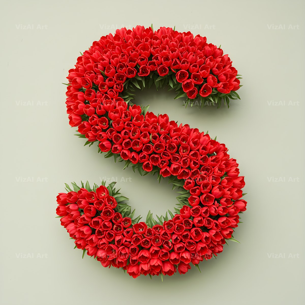 Red Tulip alphabet letter S