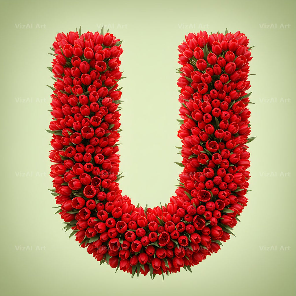 Red Tulip alphabet letter U
