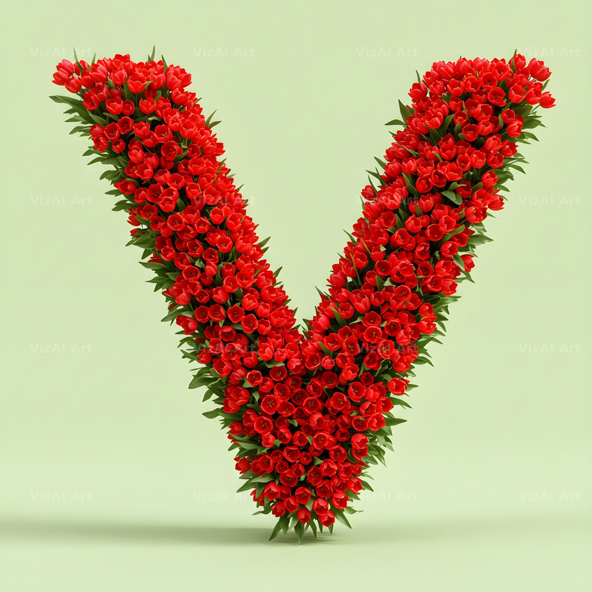 Red Tulip alphabet letter V