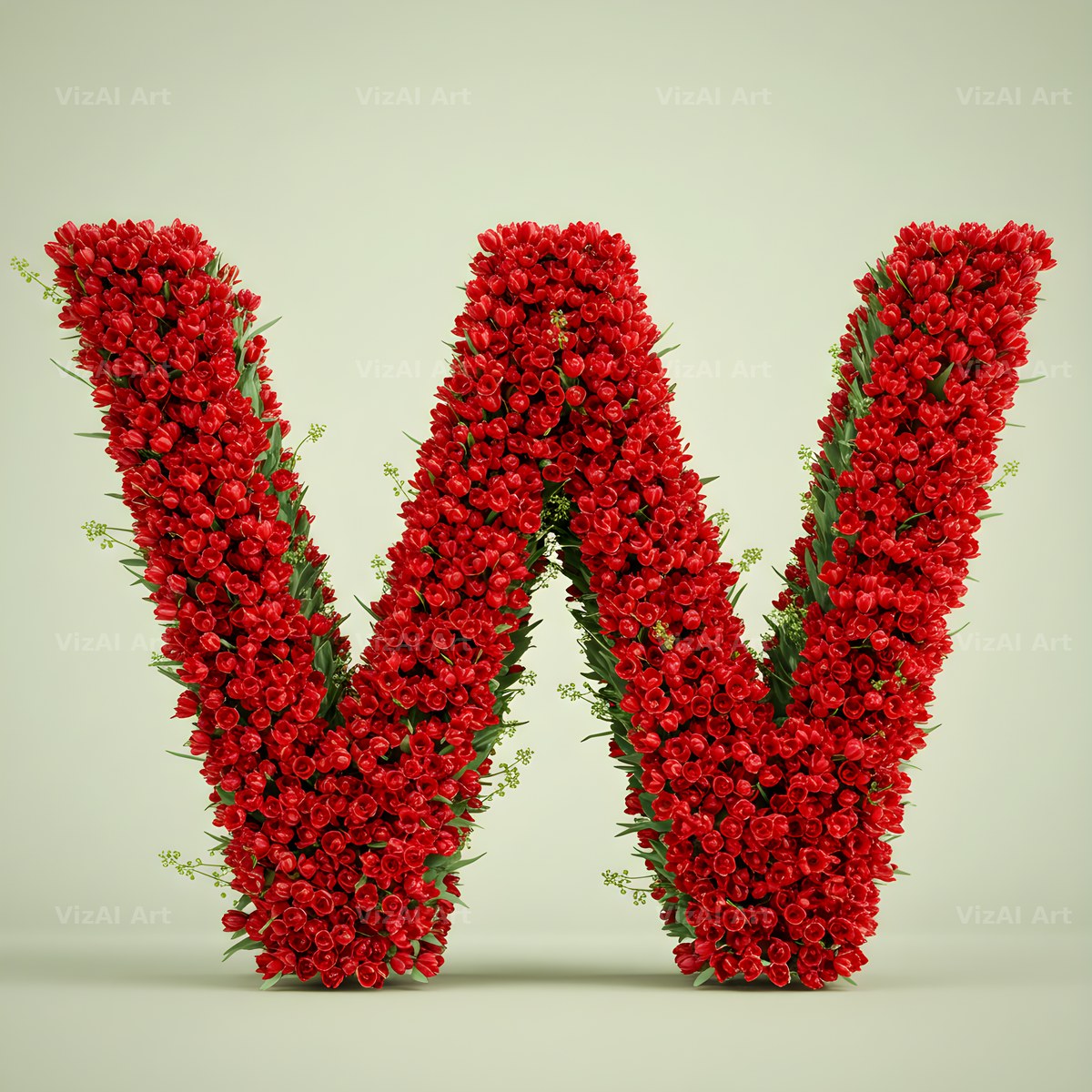 Red Tulip alphabet letter W