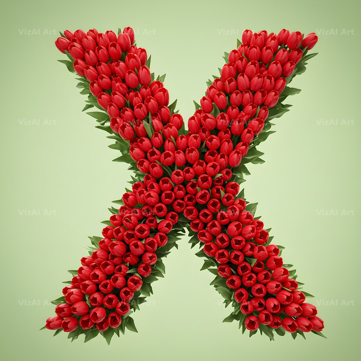 Red Tulip alphabet letter X