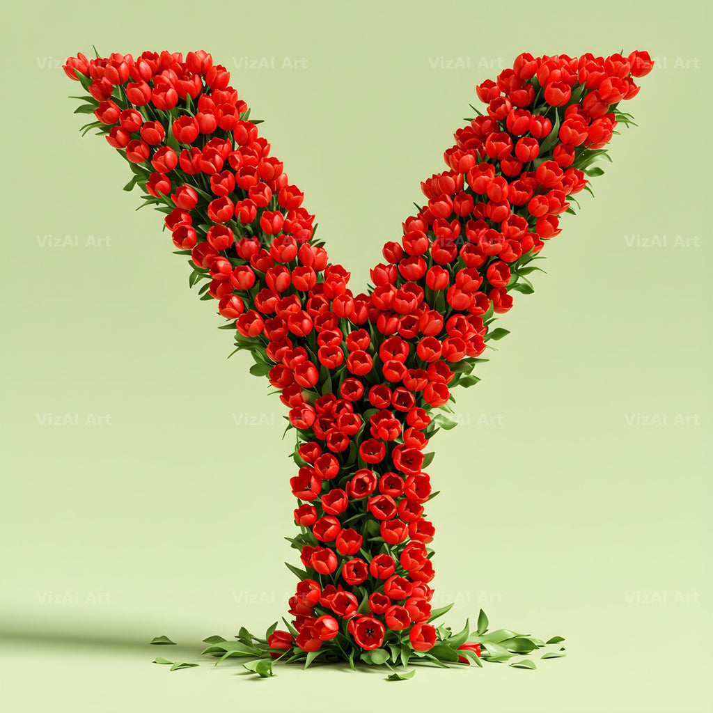 Red Tulip alphabet letter Y