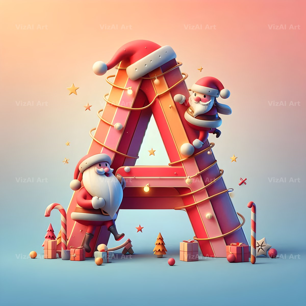 Santa Claus alphabet letter A