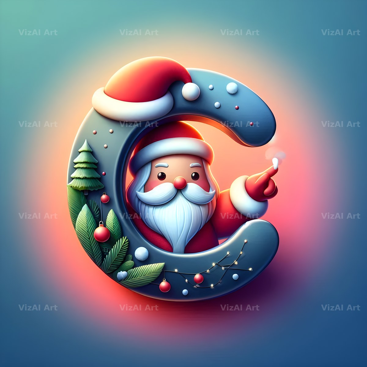 Santa Claus alphabet letter C