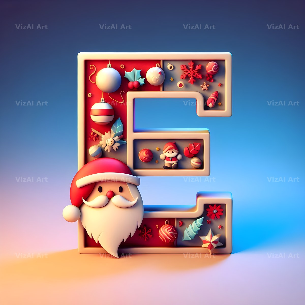 Santa Claus alphabet letter E