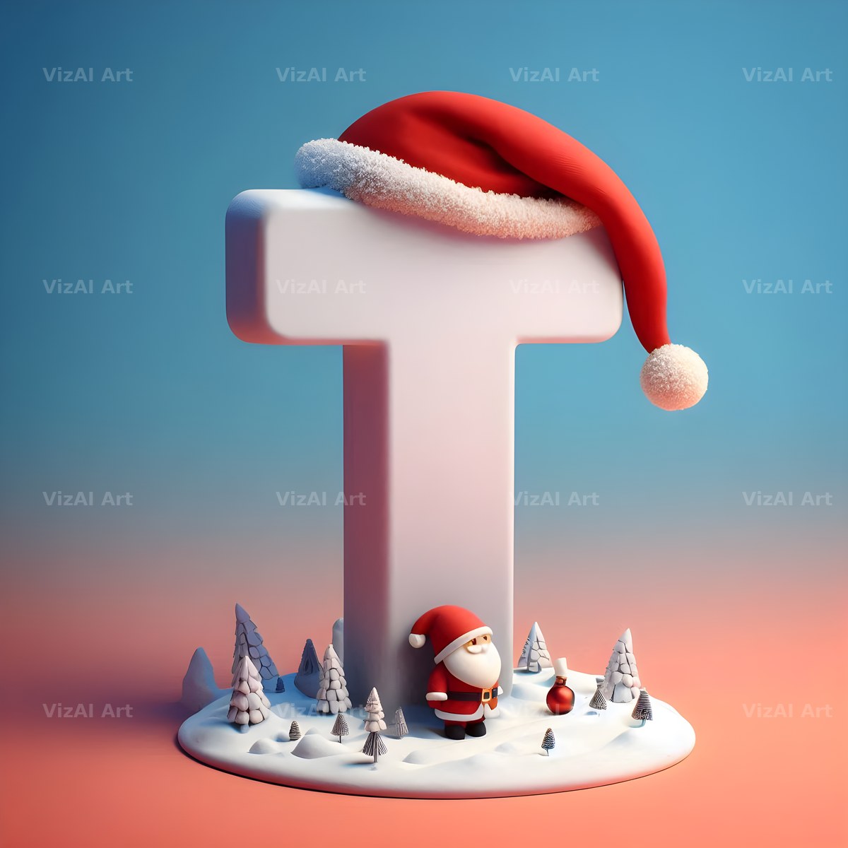 Santa Claus alphabet letter T