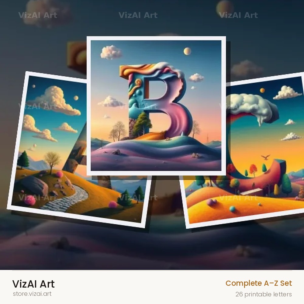 Surreal Dune Paint alphabet — choose an individual printable letter