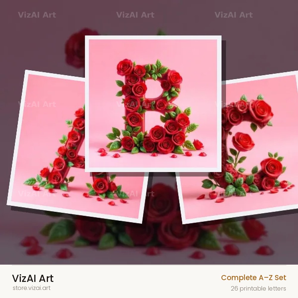 Scarlet Rose alphabet — choose an individual printable letter