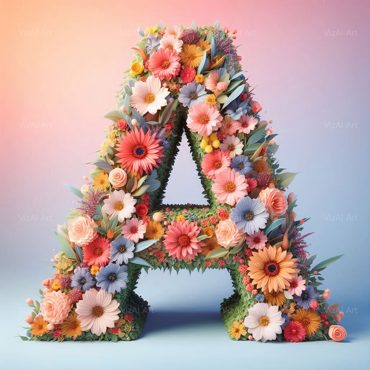 Spring Flower alphabet letter A