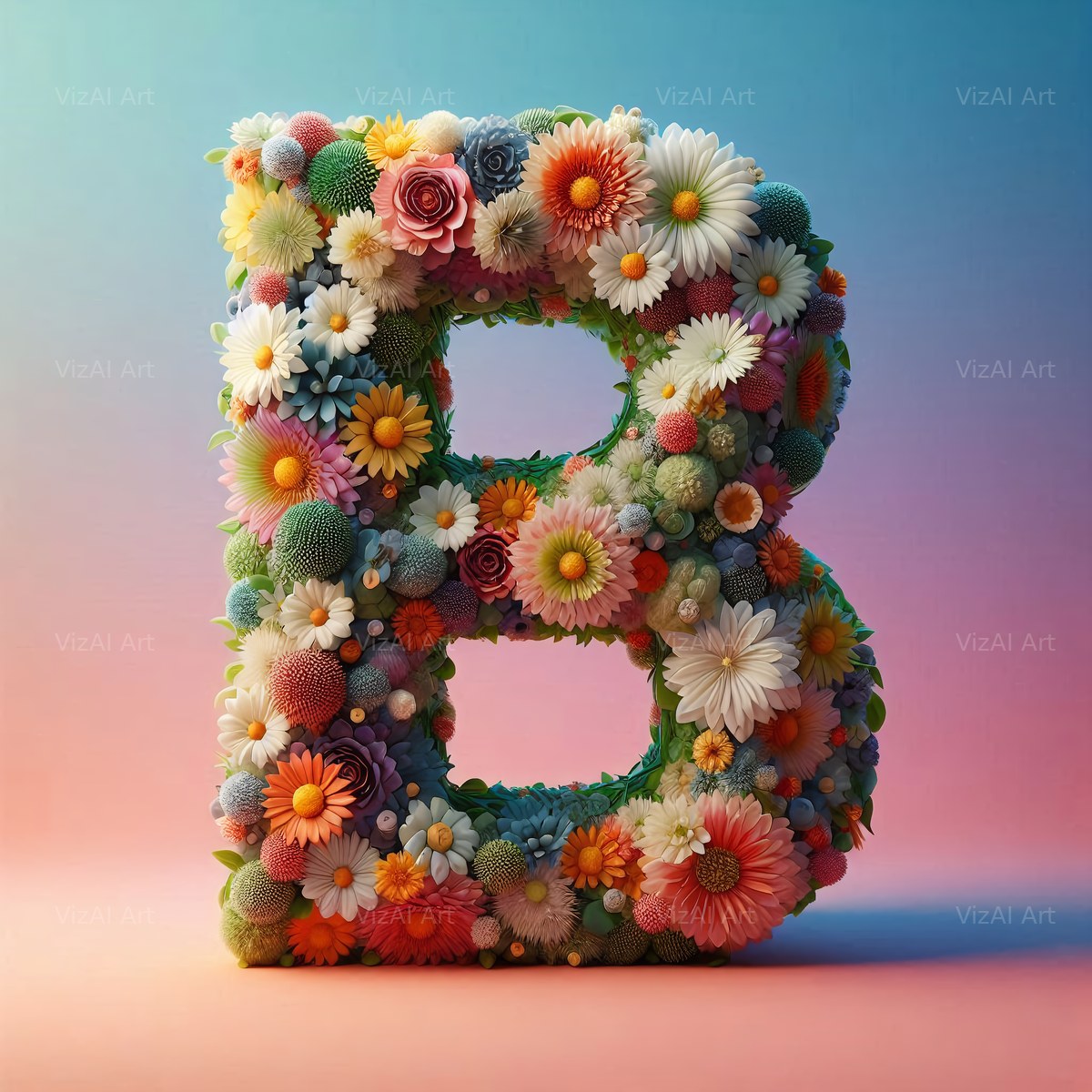 Spring Flower alphabet letter B