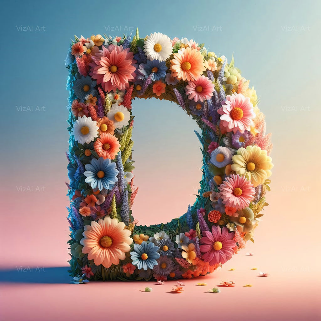 Spring Flower alphabet letter D