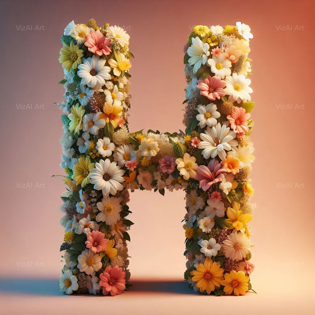 Spring Flower alphabet letter H