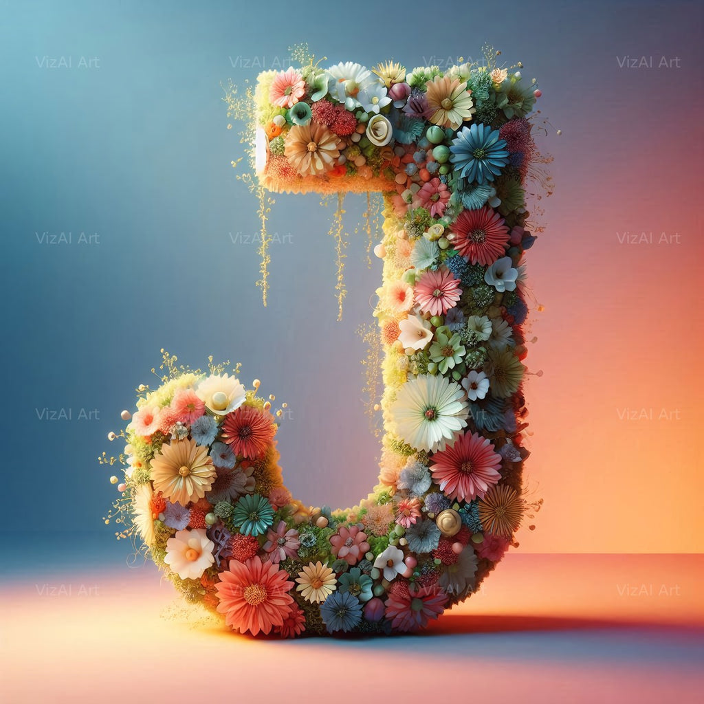 Spring Flower alphabet letter J