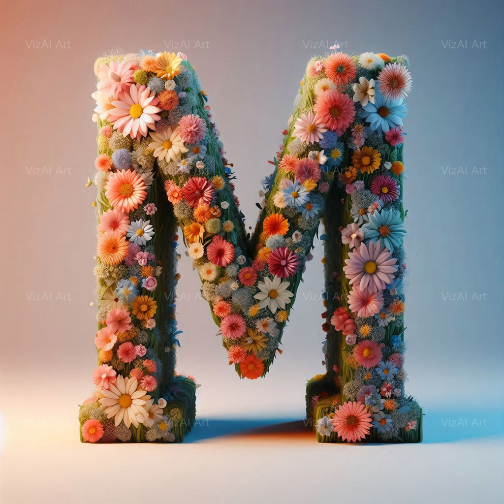 Spring Flower alphabet letter M