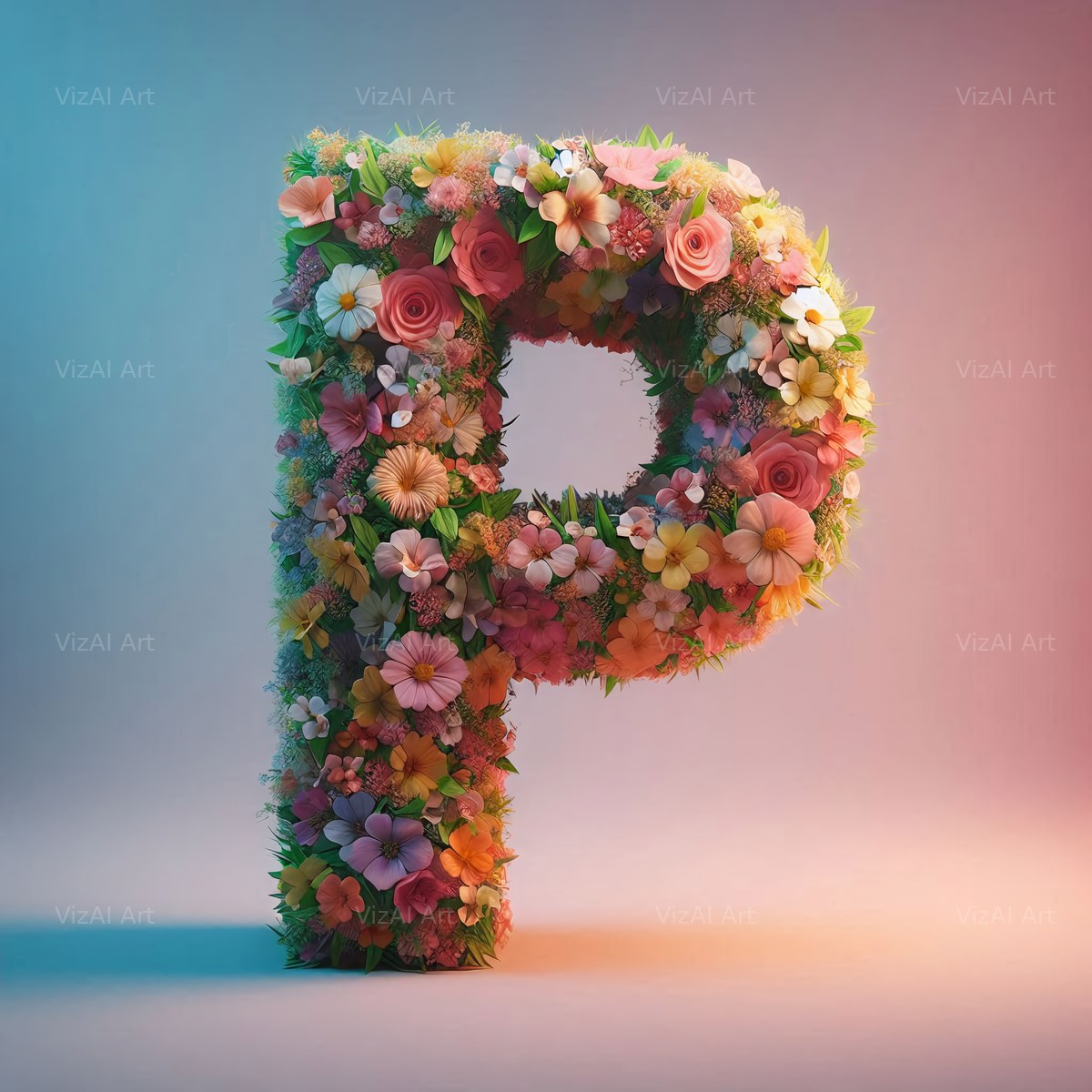 Spring Flower alphabet letter P