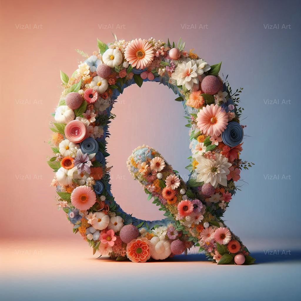 Spring Flower alphabet letter Q