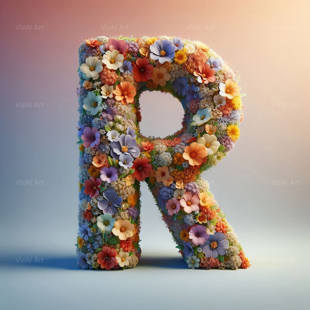 Spring Flower alphabet letter R