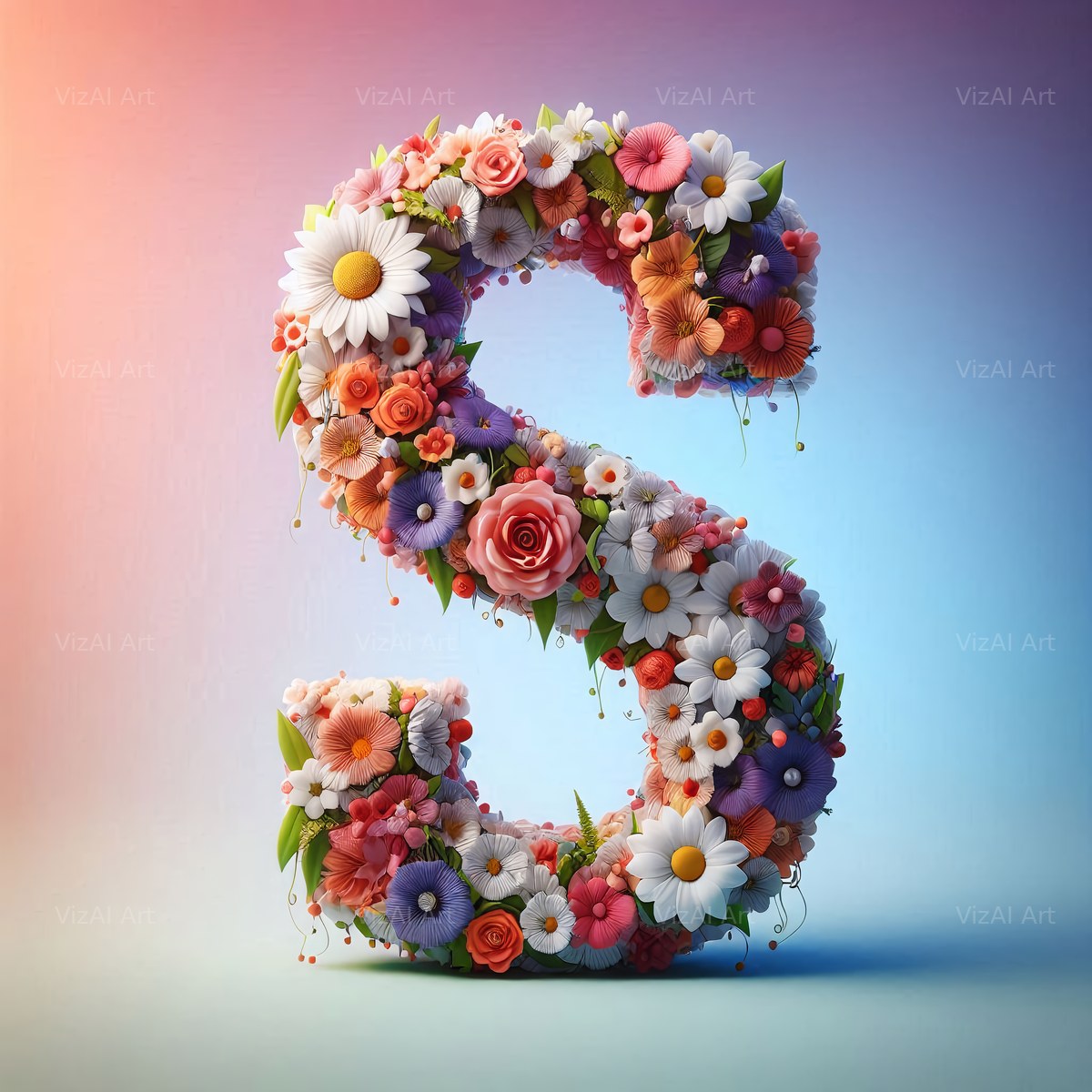 Spring Flower alphabet letter S