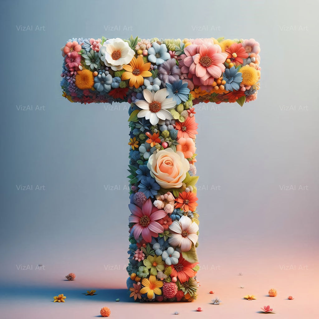 Spring Flower alphabet letter T