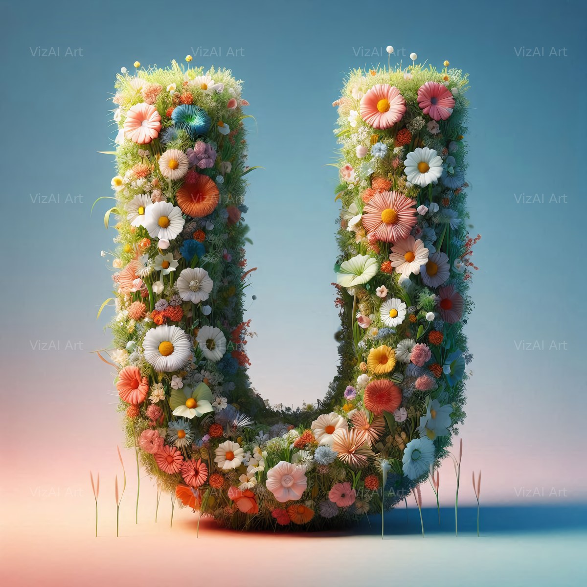 Spring Flower alphabet letter U