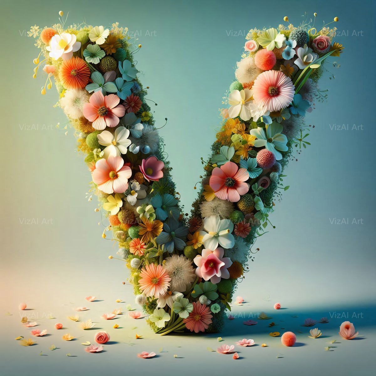Spring Flower alphabet letter V