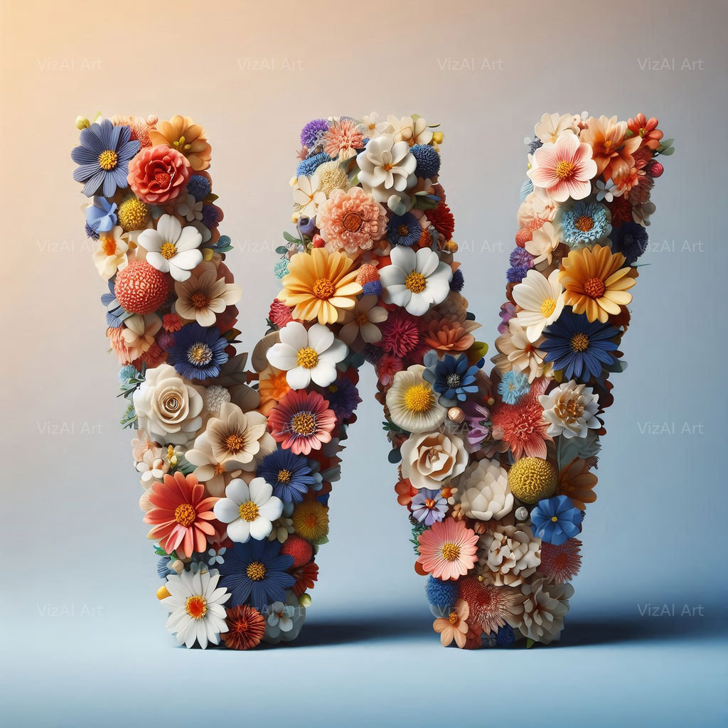 Spring Flower alphabet letter W