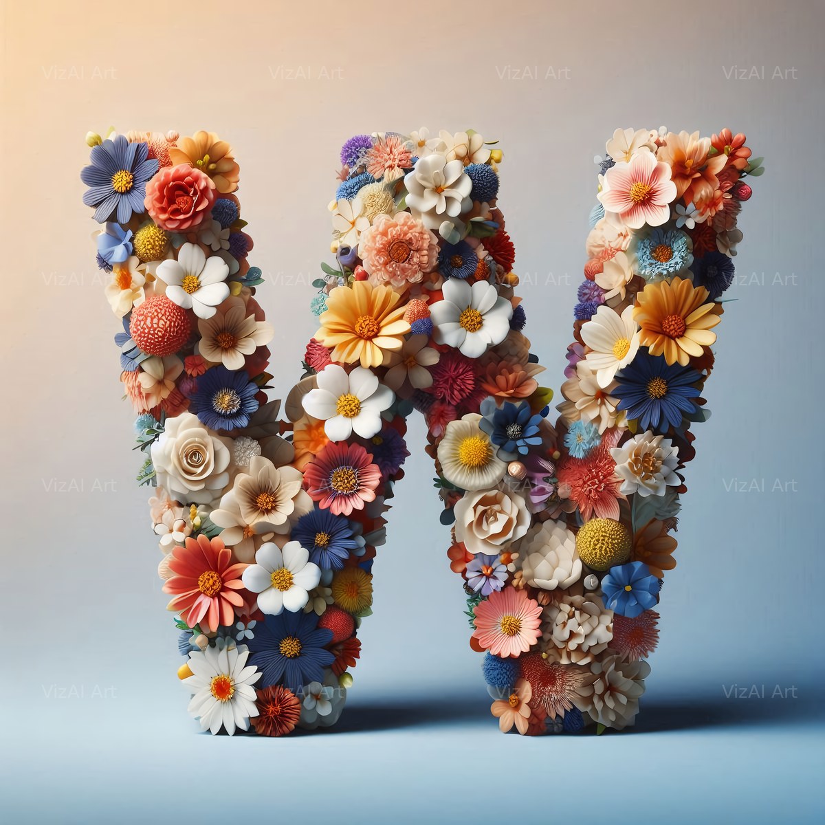 Spring Flower alphabet letter W