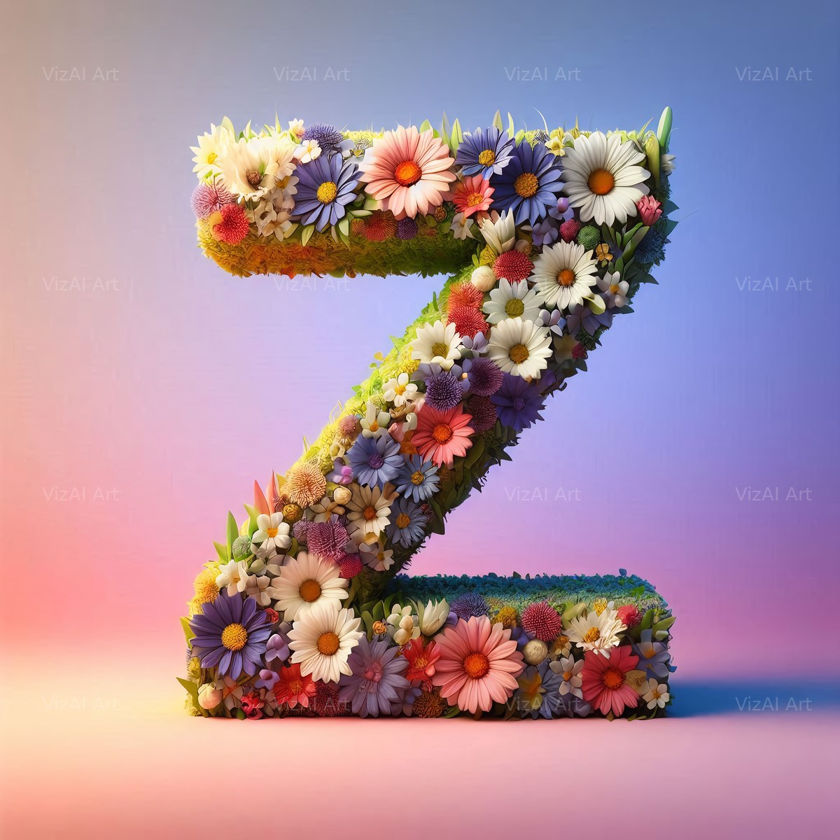 Spring Flower alphabet letter Z
