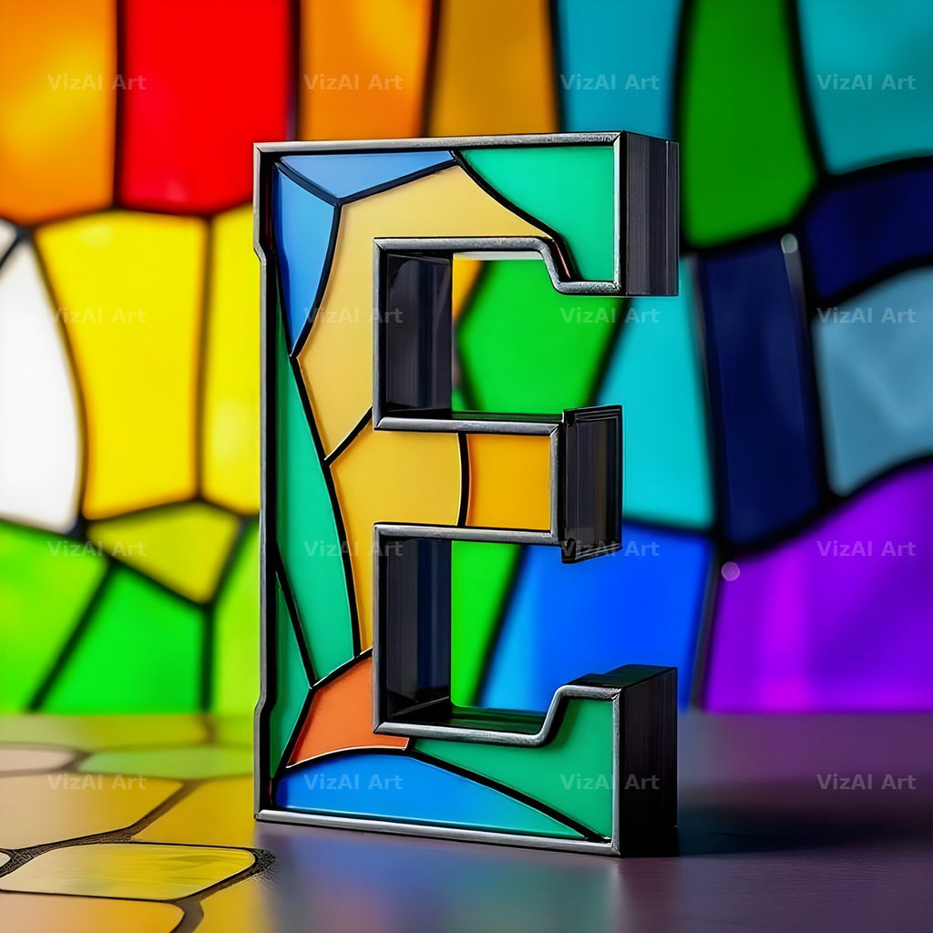 Stained Glass alphabet letter E
