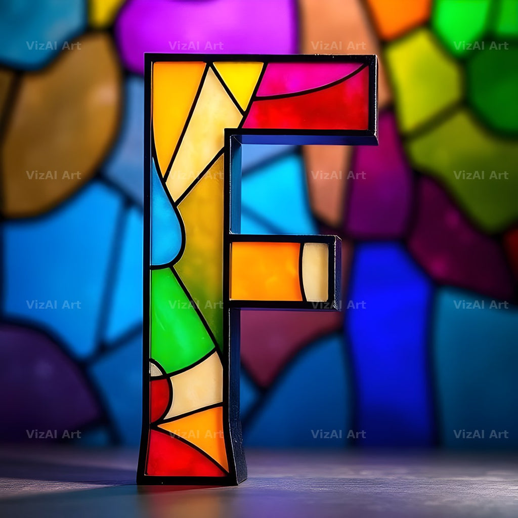 Stained Glass alphabet letter F