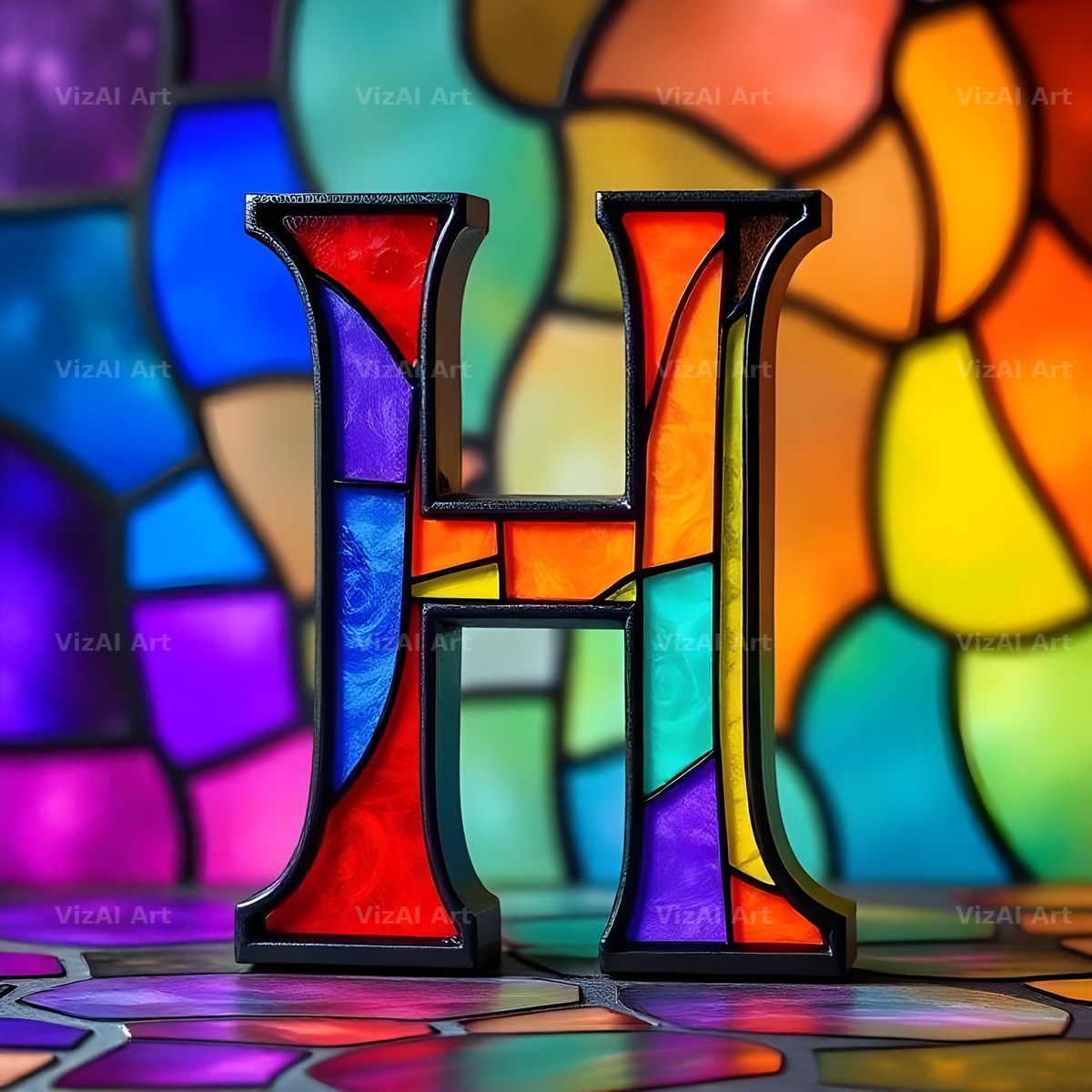 Stained Glass alphabet letter H